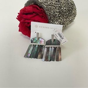 Kendra Scott Layne Earrings In Bright Silver & Black Mop / New With Tag